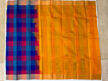 Jute & Mulberry Silk half and half saree from Kanchipuram | Handwoven | Ships from California